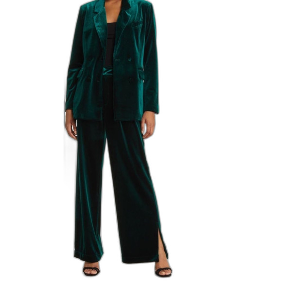 BLANK NYC Split Hem Stretch Velvet Pants in Street Smart Green 26 NWT - Picture 1 of 16